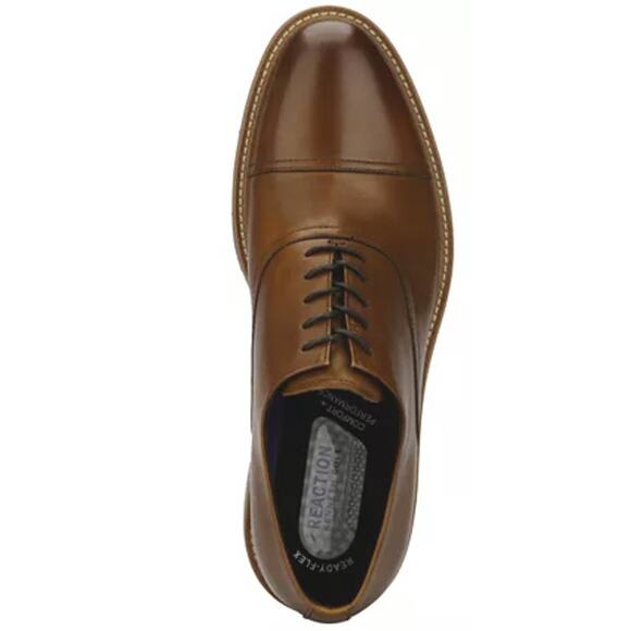 KENNETH COLE REACTION Men\'s Klay Flex Cap Toe Oxfords Dress Shoes Brown 8.5